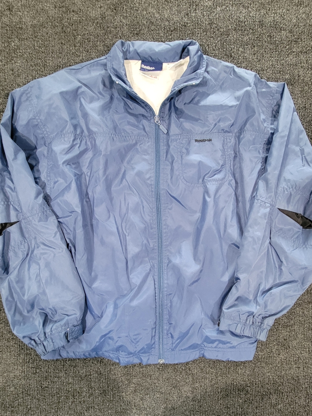 Reebok Mens Vintage Blue Windbreaker Jacket  With Full Zip - Adult Size Small -